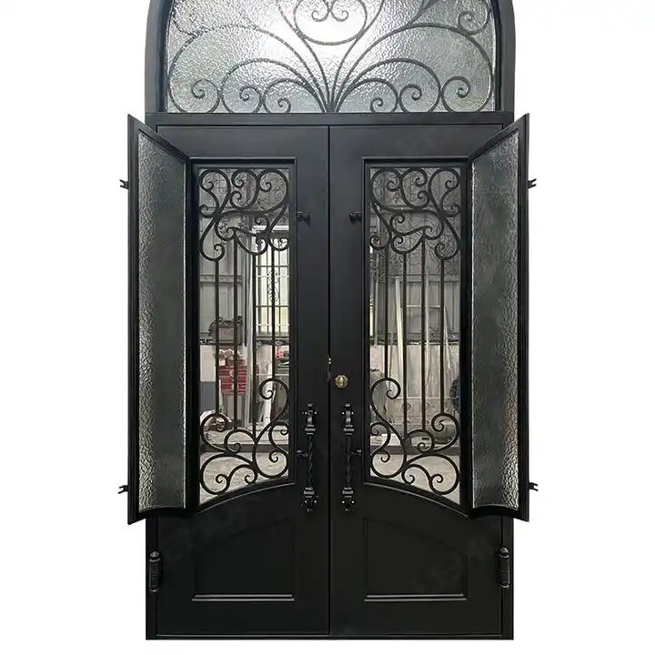 Wrought Iron Double Swing Front Door | Arched Top | Model # IWD 965-Taimco