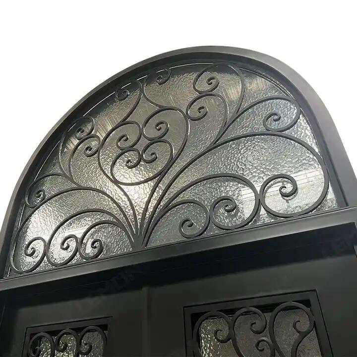 Wrought Iron Double Swing Front Door | Arched Top | Model # IWD 965-Taimco