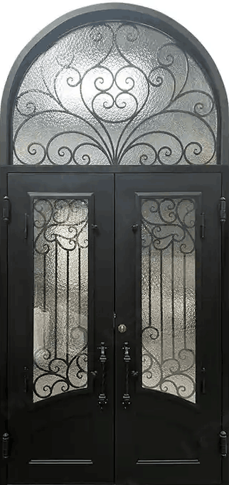 Wrought Iron Double Swing Front Door | Arched Top | Model # IWD 965-Taimco