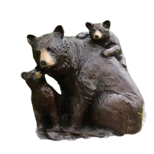 Zoo Decoration Life-Size Bronze Bear Family Statue Model # MSC1303