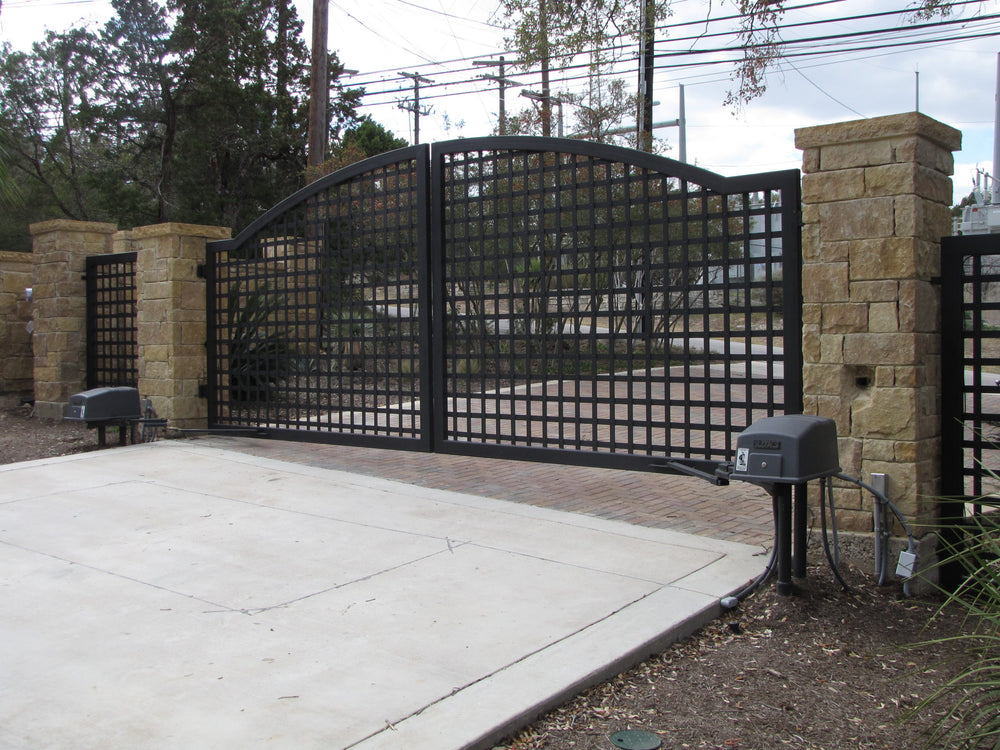 Modern Unique Square Box Design Driveway Gate | Wrought Iron Gate Custom Duty Entrance Gate | Made In Canada – Model # 057