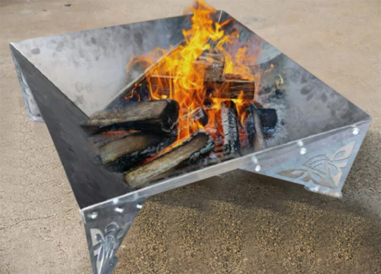 Modern Laser Cut Square Shape Fire Pit | Custom Fabricated Outdoor Portable Fire Pit | Made in Canada – Model # WBFP638