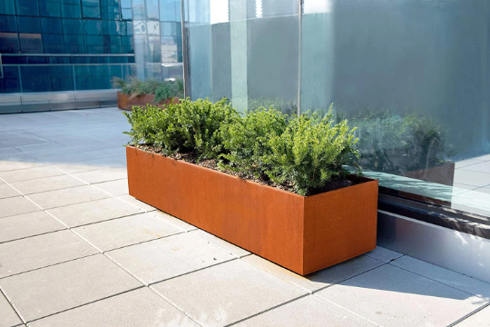 Simplistic Rectangular Steel Planters |Classic Garden Planters Pots for Indoor, Outdoor &amp; Commercial Use| Made in Canada –Model # P602
