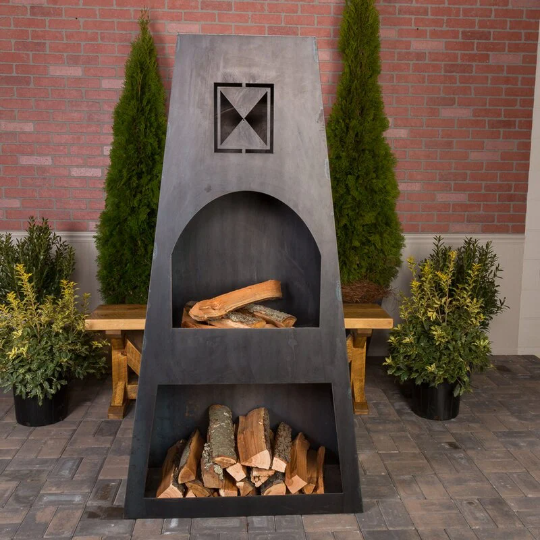 Stunning Trapezoid Design Fire Wood Log Holder | Fire Pit Wood Rack for Indoor &amp; Outdoor Wood Storage | Made in Canada – # WBFP631