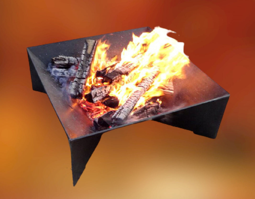 Sturdy Steel Square Design Wood Burning Fire Pit | Custom Fabricated Metal Fire Pit | Made in Canada – Model # WBFP654