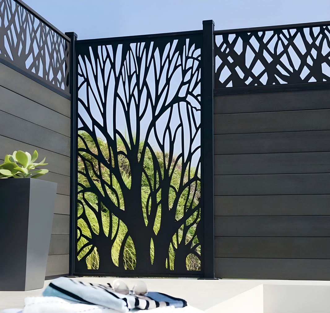 Gorgeous Artistic Tree Design Panel Metal Pool Gate | Modern Custom Fabrication Metal Garden Gate |Made in Canada– Model # 229