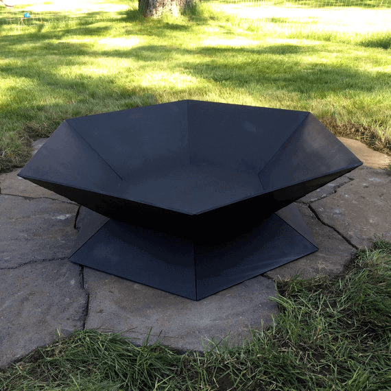 Solid Steel Hexagonal Shape Wood Fire Pit | Custom Fabricated Outdoor Fire Pit Bowl | Made in Canada – Model # WBFP636