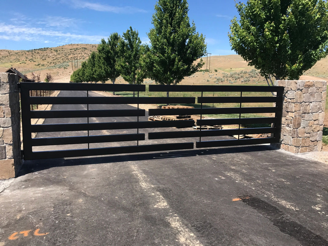 Unique &amp; Gorgeous Square Box Design Driveway Gate | Custom Fabrication Heavy Duty Entry Gate | Made in Canada– Model # 172
