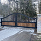 Modern Metal / Hardwood Driveway Gate | Custom Heavy Duty Entry Metal Gate |Made in Canada – Model # 192