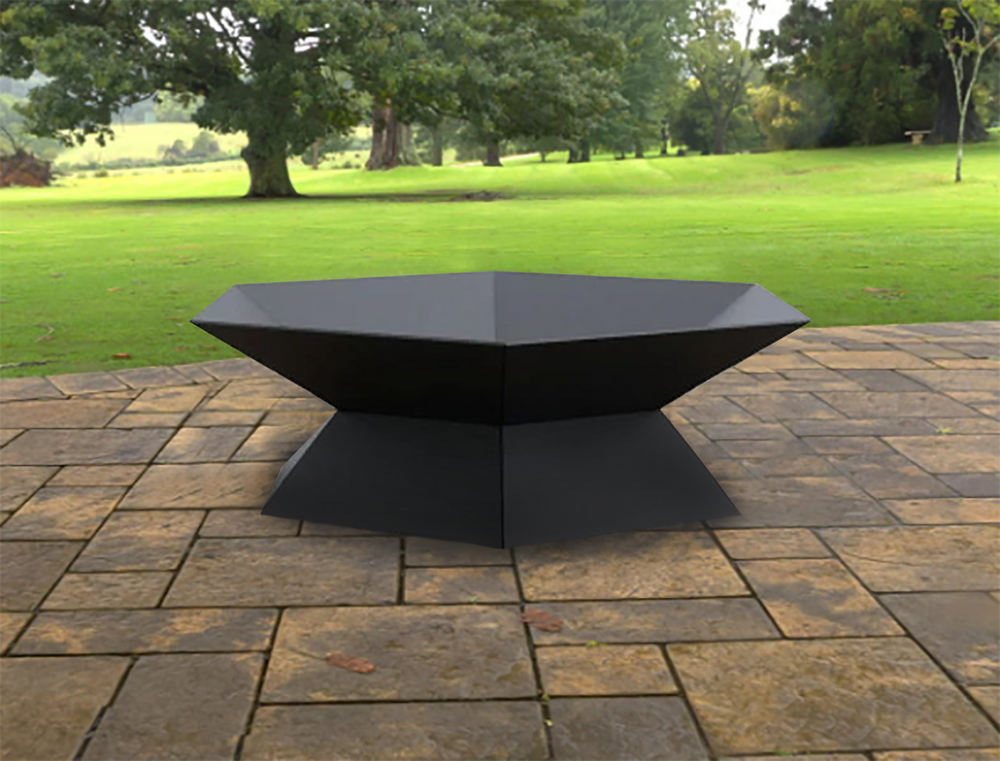 Solid Steel Hexagonal Shape Wood Fire Pit | Custom Fabricated Outdoor Fire Pit Bowl | Made in Canada – Model # WBFP636