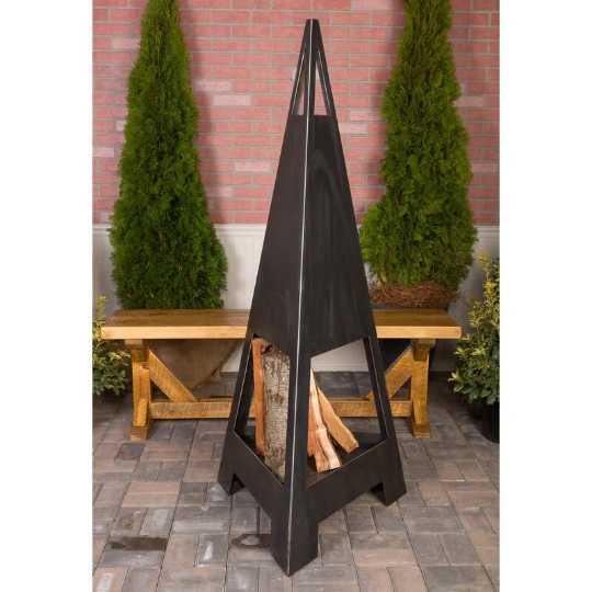 Triangle Design Fire Wood Log Holder | Fire Wood Rack for Outdoor Wood Storage | Made in Canada – Model # WBFP627
