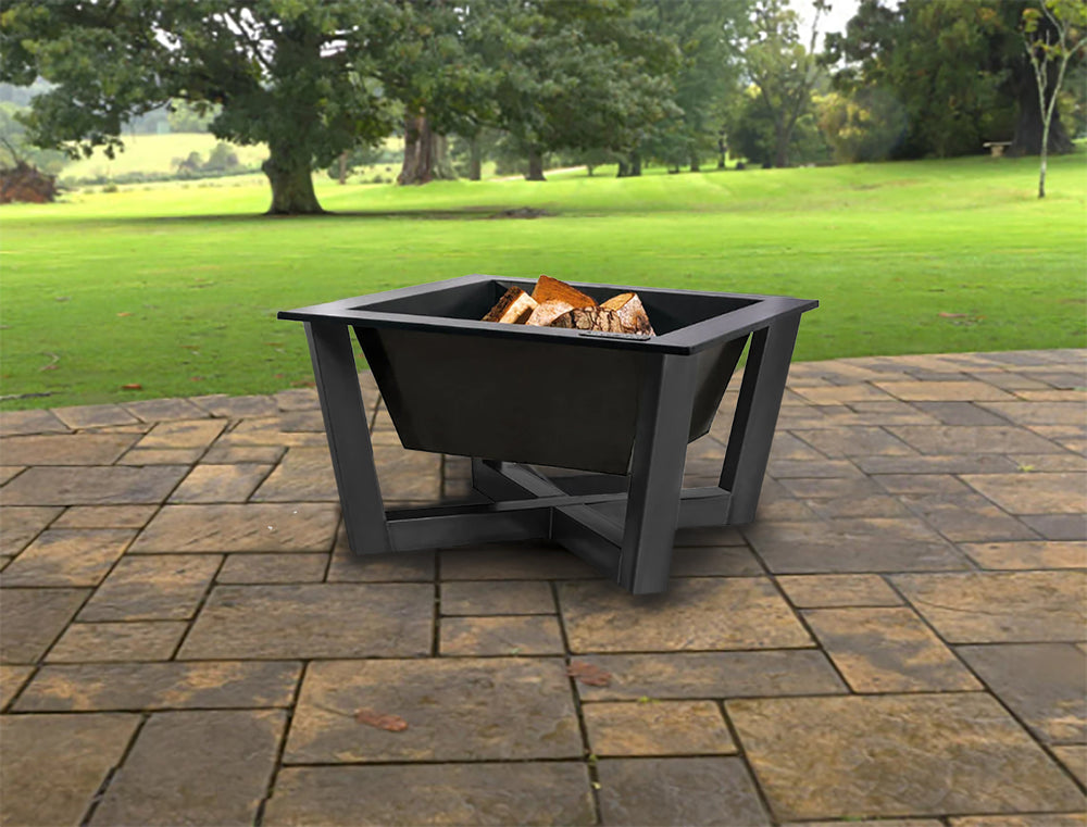 Beautiful Square Design Fire Bowl with Legs | Classic Fabrication Wood Burning Fire Pit | Made in Canada – Model # WBFP653