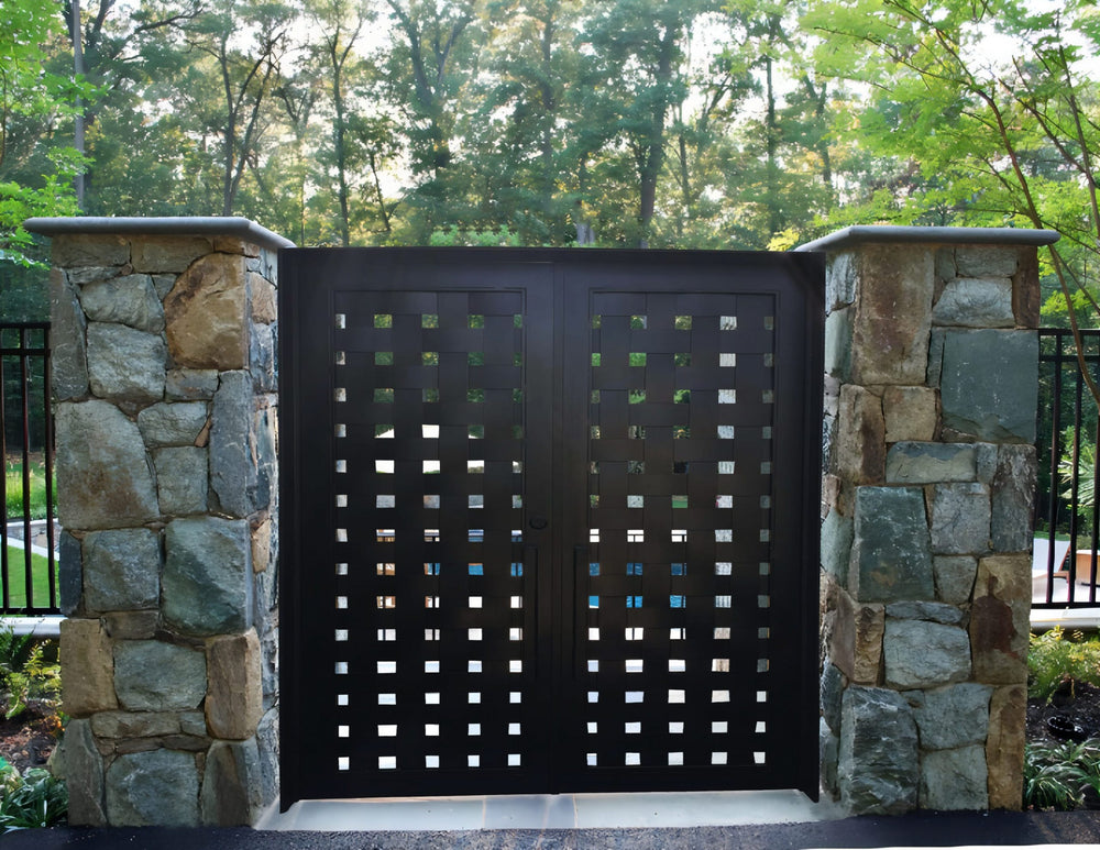 Gorgeous Square Box Design Metal Garden Gate | Modern Block Design Wrought Iron Pool Gate | Made in Canada– Model # 336