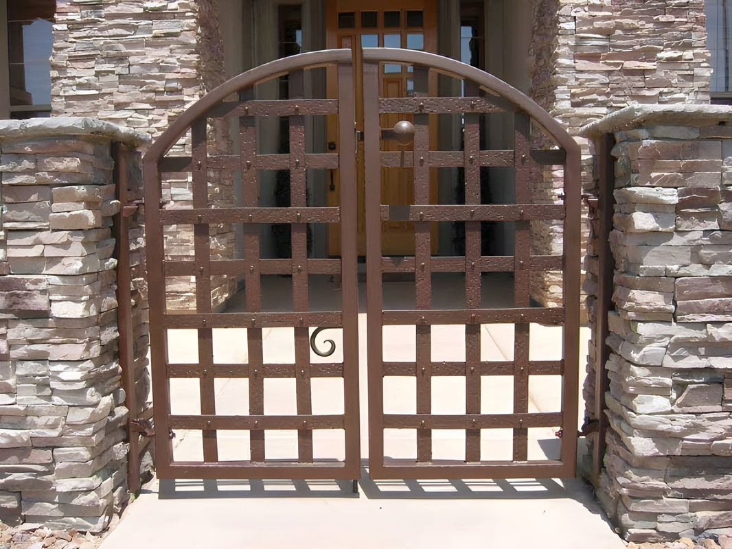 Modern Square Pattern Metal Gate | Gorgeous Dual-Swing Entrance Gate | Made in Canada – Model # 206