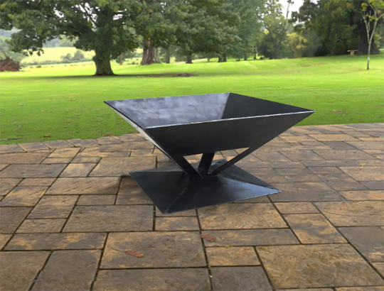 Square Design Outdoor Fire Pit | Custom Fabricated Solid Steel Outdoor Fire Wood Bowl |Made in Canada – Model # WBFP648