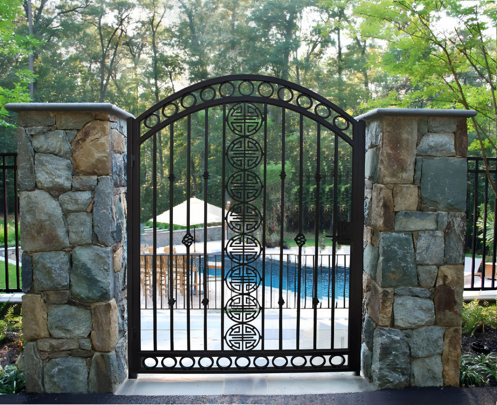 Beautiful Geometric Design Iron Fence Garden Gate| Classic Fabrication Metal Pool Gate | Made in Canada– Model # 409