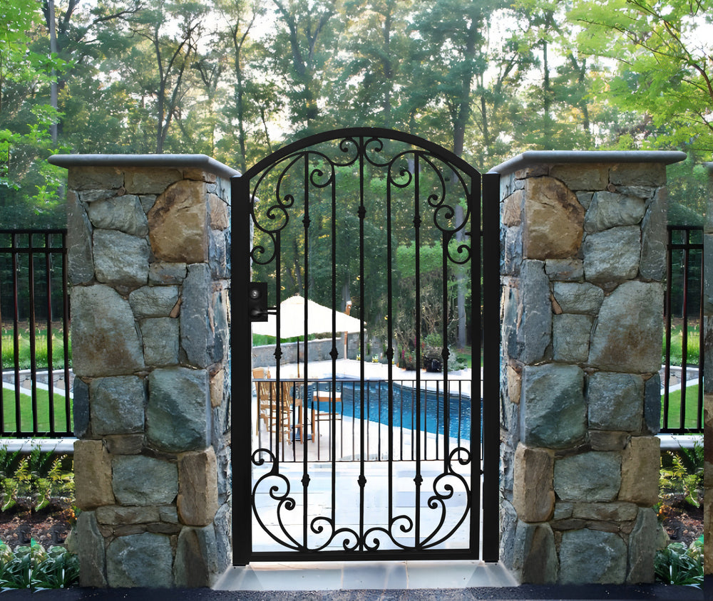 Beautiful Artistic Doodle Design Pool Gate | Modern Fabrication Iron Fence Garden Gate | Made in Canada – Model # 333