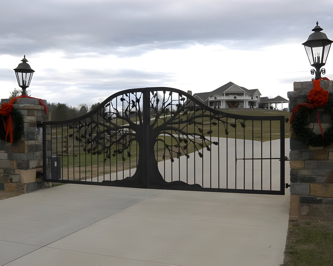 Arboretum | Tree Design Steel Driveway Gate | Model # 087