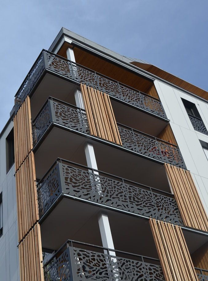 Plasma Cut Mild Steel Apartments Balcony Panels | Railing decorative Balcony Panels | Plasma Modern Design Panels | Made In Canada | Model # DRP989