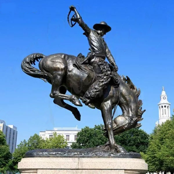 Bronze Remington Bronco Buster Cowboy Statue Art Model # MSC1237