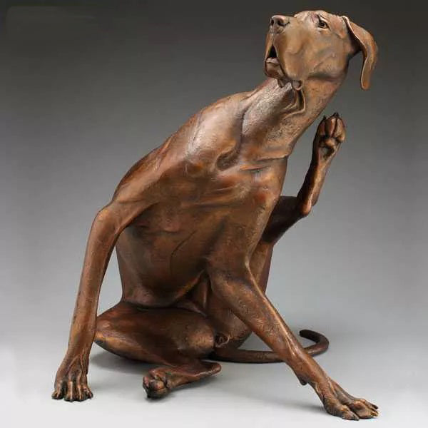 Custom Made Casting Bronze Dog Garden Statue Large Outdoor Dog Statue Yard Art Model # MSC1245