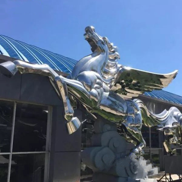 High-Polished Metal Horse Sculpture with Wings Model # MSC1253