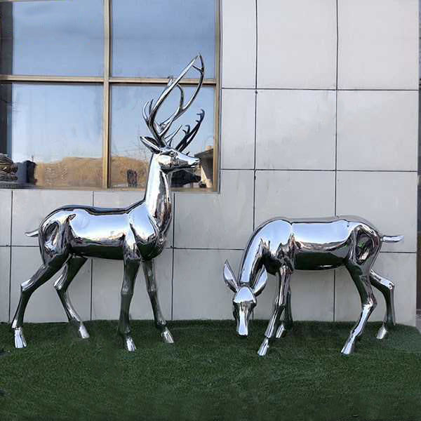 High-Polished Outdoor Stainless Steel Deer Sculpture Model # MSC1254
