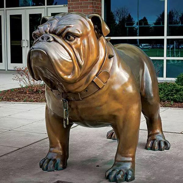 Large Antique Bronze Bulldog Statue Modern Garden Dog Sculpture Model # MSC1255-Taimco