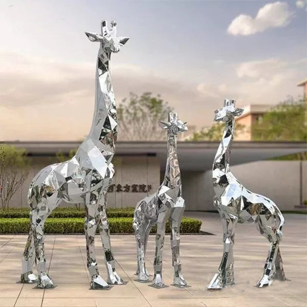 Large Geometric Metal Giraffe Sculpture Square Decor Model # MSC1259-Taimco