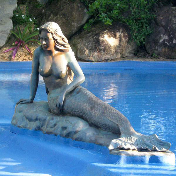 Life Size Bronze Nude Mermaid Statue Lysing on a Rock Model # MSC1275
