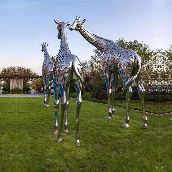 Large Metal Giraffe Sculpture Theme Park Decor Model # MSC1282