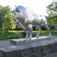 Plaza Decor Large Stainless Steel Metal Avesta Bull Statue Model # MSC1297