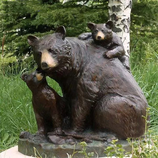 Zoo Decoration Life-Size Bronze Bear Family Statue Model # MSC1303