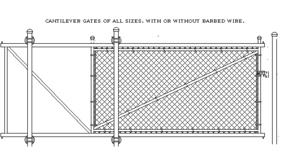 Chain Link Cantilever Gates | Heavy Duty Entrance Gate | Model # CAGCH