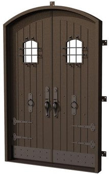 Wrought Iron Double Swing Front Door | Historical Grille Design | Clear Glass Operating Windows | Model # IWD 896