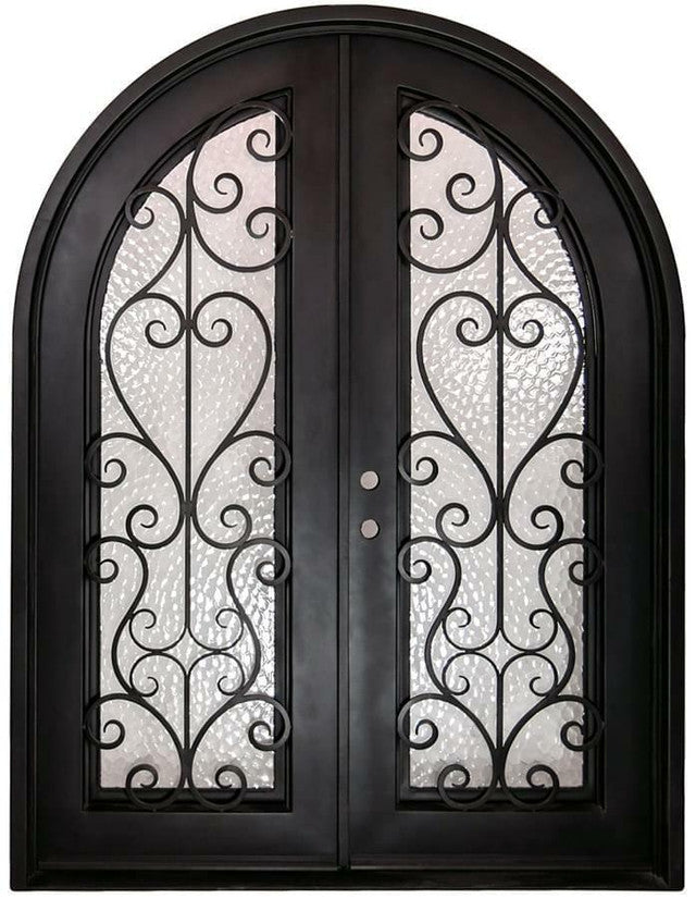 Wrought Iron Double Swing Front Door | Rosa Arched exterior Door | Model # IWD 939