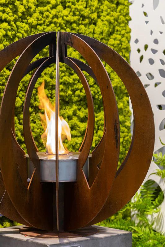 Zen Fireball-Ethanol Burner - Fire Pit Sculpture - Outdoor and Indoor Sculpture - Metal Art Decorative Peace | Metal Art Accent - Model # MA1161