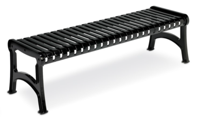 Metal Benches Aluminum Frame Casting & Steel Slat Seating | Without Back & Arms | Model MB182-BL