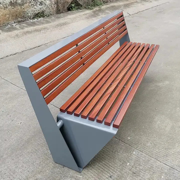 Metal Benches Galvanized Steel Frame & Wood Seating | Model MB197