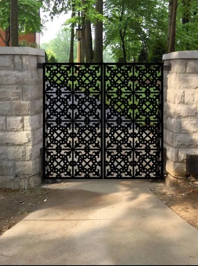 Laser Cut Artistic Floral Square Design Metal Garden Gate| Custom Fabrication Metal Back Yard Gate| Made in Canada – Model # 728