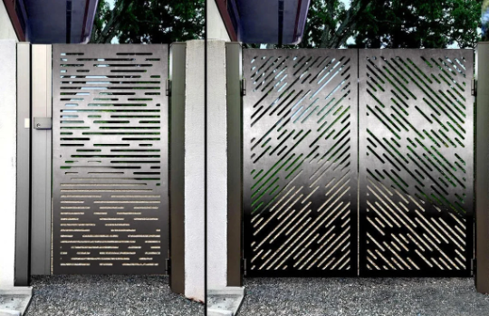 3D Laser Cut Artistic Linear Design Metal Garden Gate | Modern Fabrication Metal Pool Gate| Made in Canada – Model # 757