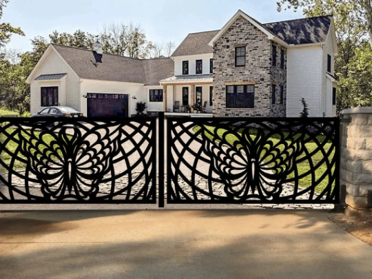 Laser Cut Artistic Doodle Design Iron Yard Gate |Modern Fabrication Metal Garden Gate | Made in Canada – Model # 772