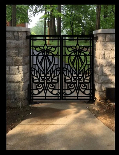 Stunning Laser Cut Artistic Butterfly Design Metal Garden Gate | Modern Fabrication Metal Yard Gate| Made in Canada – Model # 775