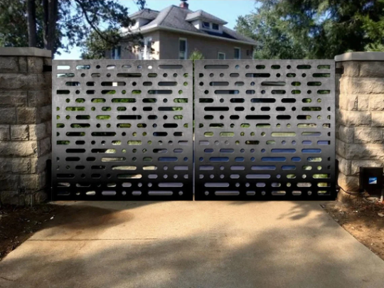 Simple Laser Cut Artistic Linear Line Design Metal Garden Gate | Modern Fabrication Metal Yard Gate | Made in Canada – Model # 782
