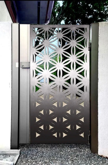 Laser Cut Artistic Floral Design Metal Side Walk Gate| Modern Fabrication Metal Yard Gate | Made in Canada – Model # 788