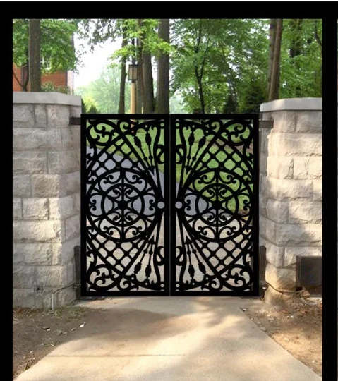 Stunning Laser Cut Artistic Doodle Design Metal Garden Gate| Modern Fabrication Metal Yard Gate| Made in Canada – Model # 790