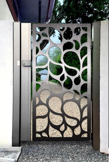 Beautiful Laser Cut Artistic Doodle Design Metal Garden Gate | Modern Fabrication Metal Back Yard Gate | Made in Canada – Model # 800