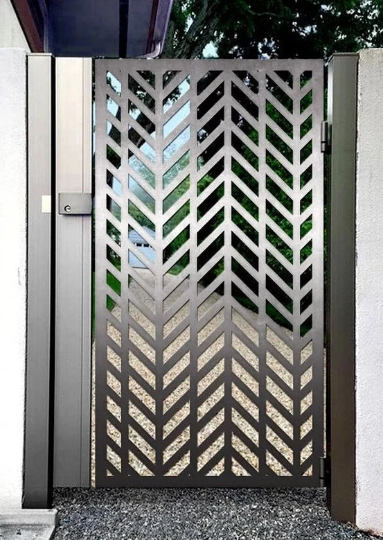 Laser Cut Artistic Leaf Pattern Design Metal Garden Gate | Custom Fabrication Metal Yard Gate| Made in Canada – Model # 815