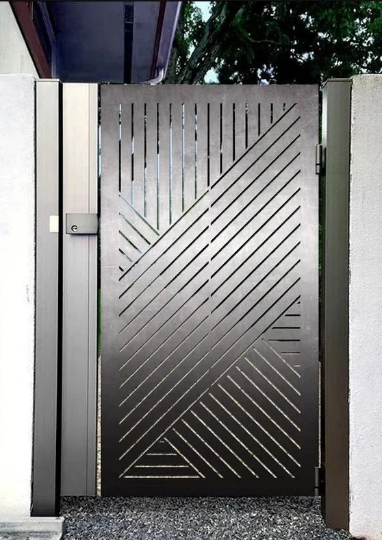 Laser Cut Artistic Linear Zig Zag Design Metal Gate| Custom Fabrication Metal Pool Gate| Made in Canada – Model # 832