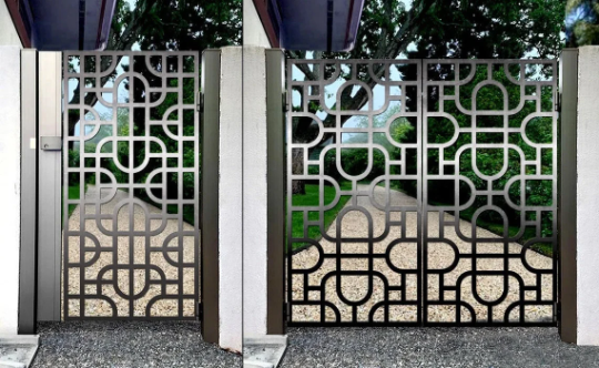 Laser Cut Artistic Geometric Design Metal Garden Gate | Custom Fabrication Metal Yard Gate |Made in Canada – Model # 833
